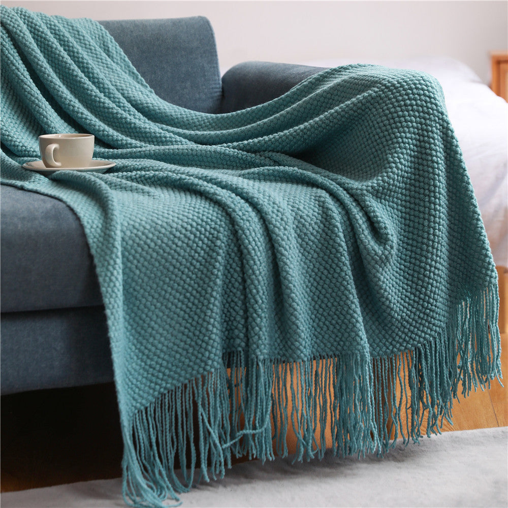 boho Strickdecke verschiedene Farben