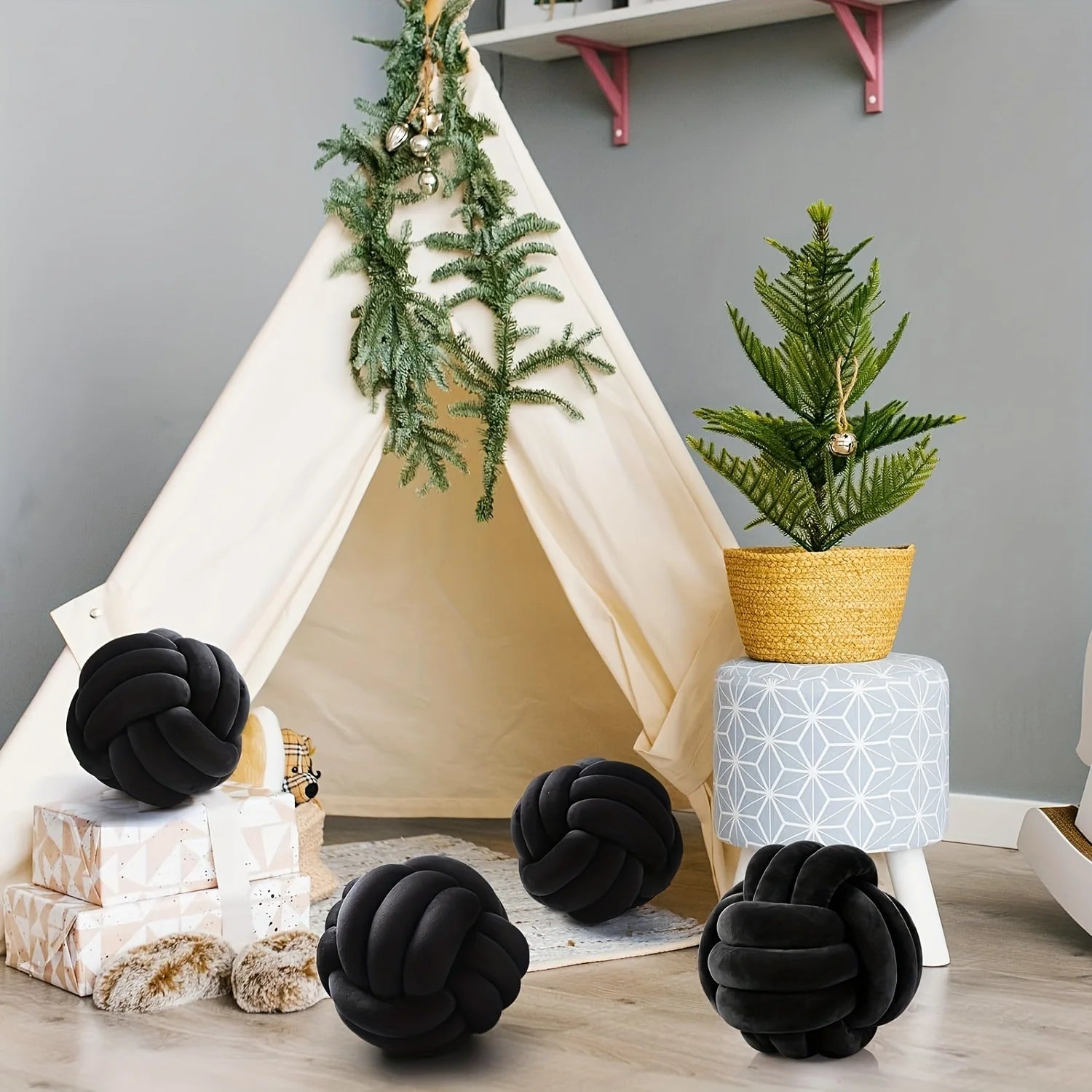 Weiches Knoten-Designkissen im cosy myPUREcasa Style – ca. 23 × 23 cm